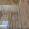 noir railway sleeper table 6 close up of the tempered glass top of the railway sleeper dining table
