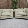Patrick armchairs in palm silky jaquard weave