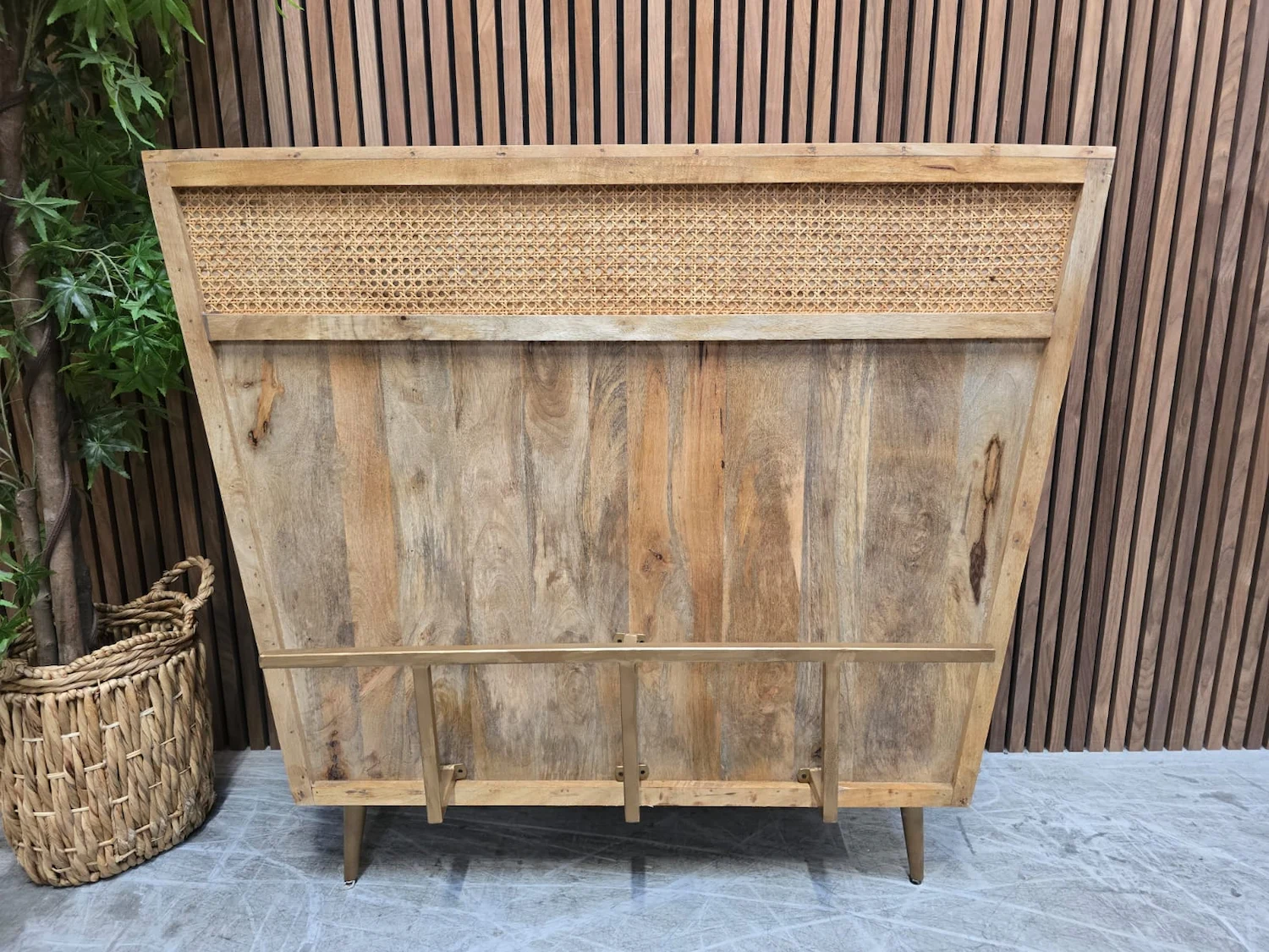 boho rattan and mango wood bar