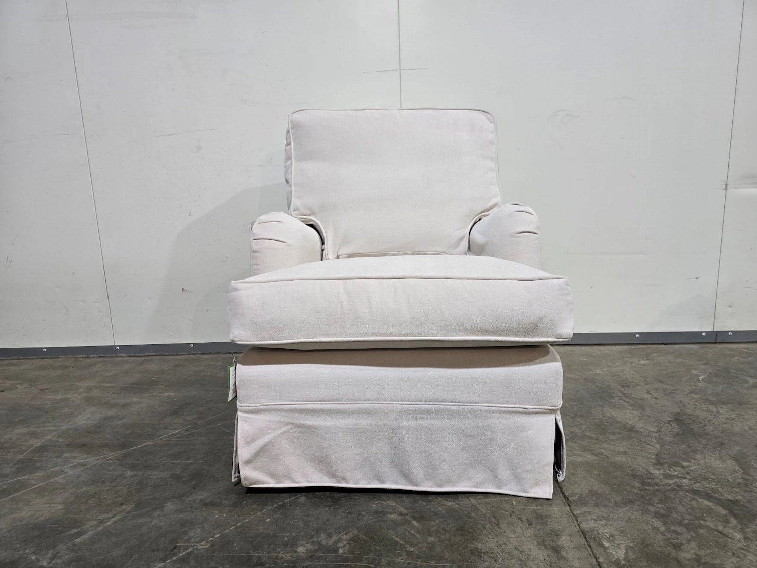 bluebell small skirted armchair in polar aquaclean clever canvas