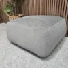 carmel square footstool in speckled chenille from the right side