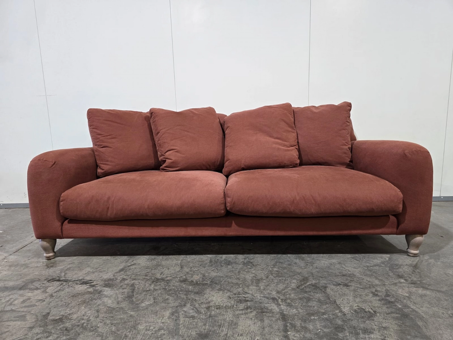 loaf bear hug sofa in quince jam clever linen