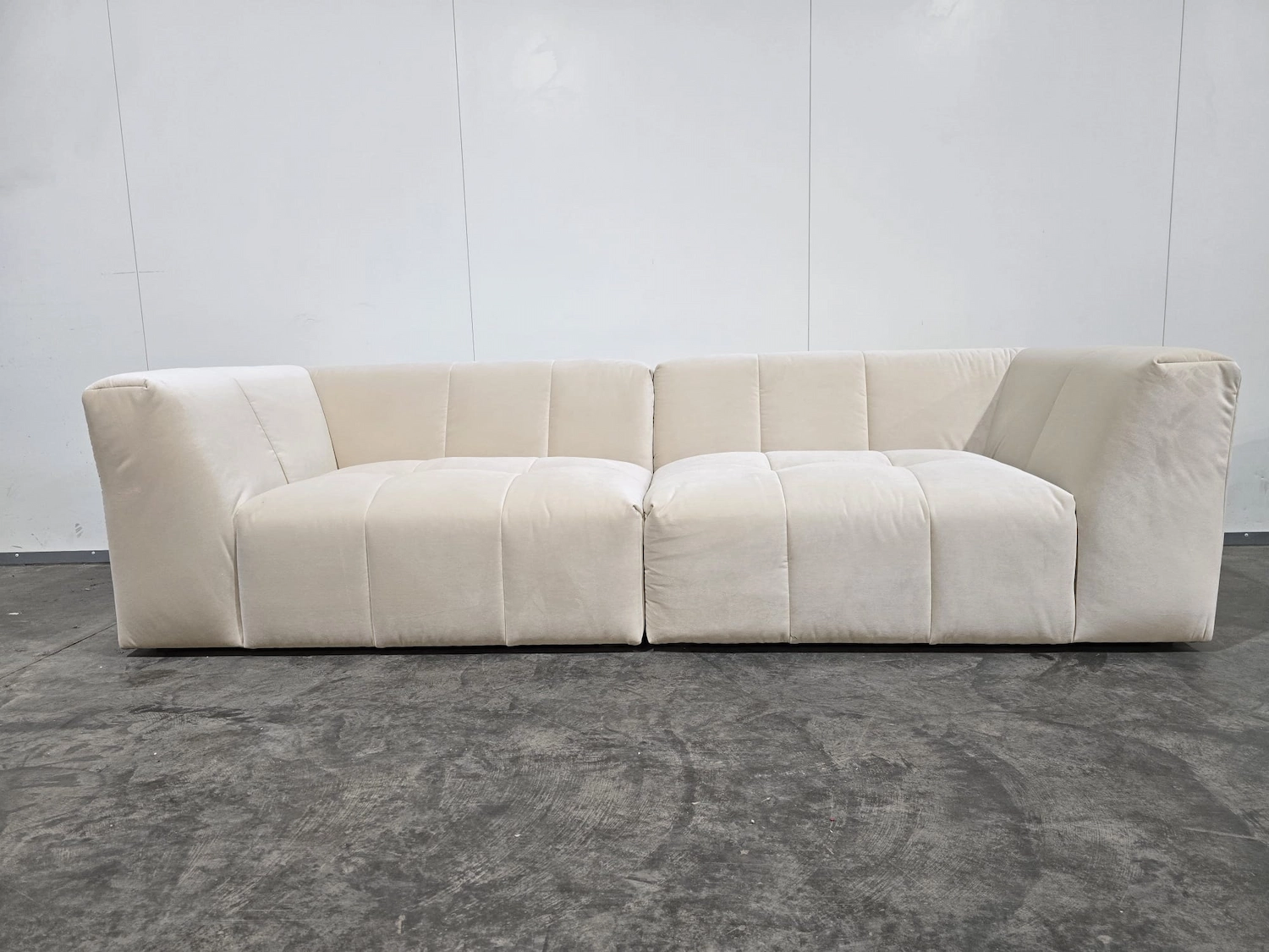 Loaf top of the blocks split modular sofa in pancake mix clever velvet